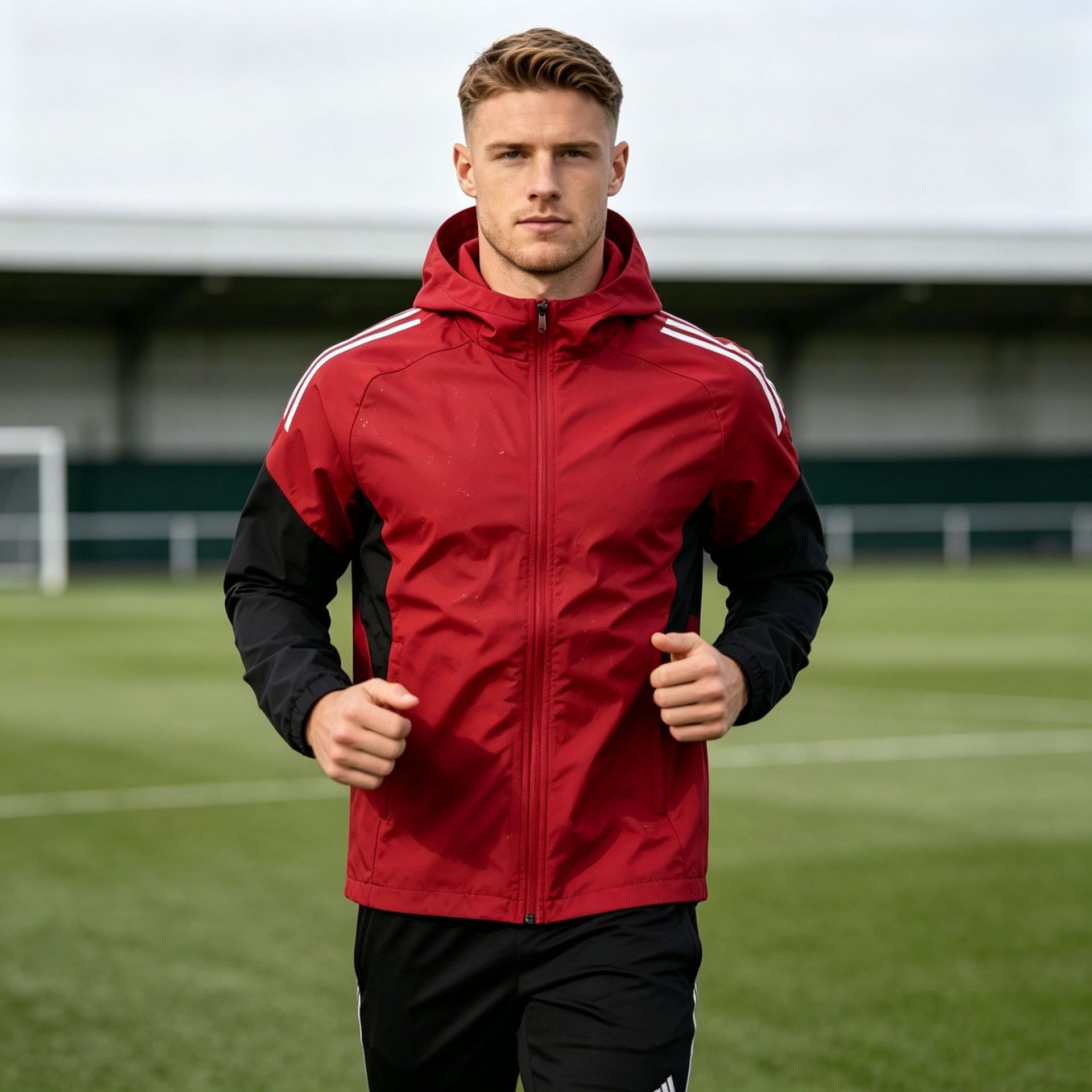 Spring and autumn football training hooded jacket for men, color-blocked, windproof sports coat, team uniform, can be printed with team name