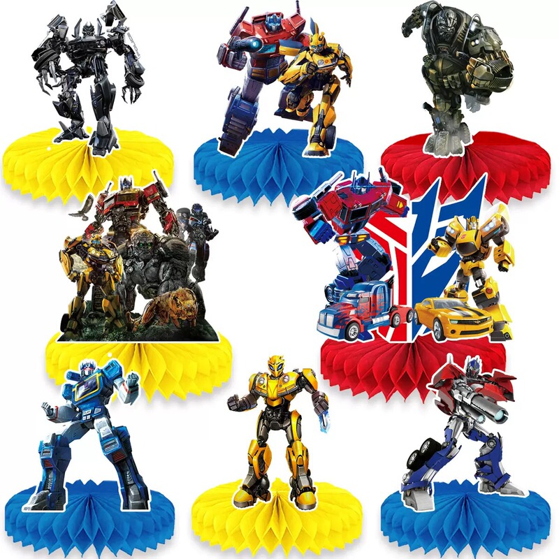 New Transformers Honeycomb Ornaments Birthday Decoration Honeycomb Display Stand Boys Party Decoration Set