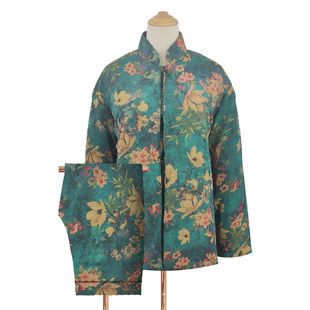 Yongfuxiang Women's Cotton Top and Bottom Clothes Spring Good Green Shirt Shroud New Chinese Style Vintage
