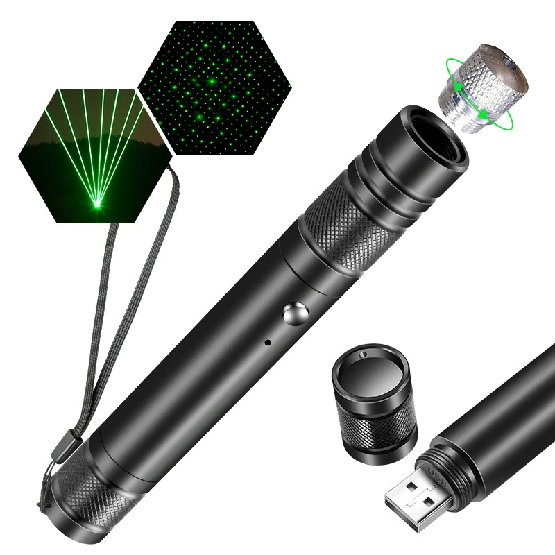 Кросс-граничная USB-перезаряжаемая лазерная указка с мощным светом в форме ручки для продажи недвижимости, автошкол и сборки моделей.