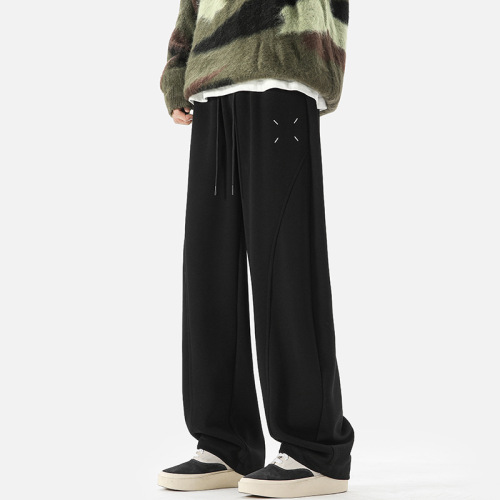 Heavyweight Magilla Leisure Pants for Men - Autumn/Winter American Streetwear Brand Loose Straight Leg Sweatpants with Gravity Ground-Longing Knife Pants