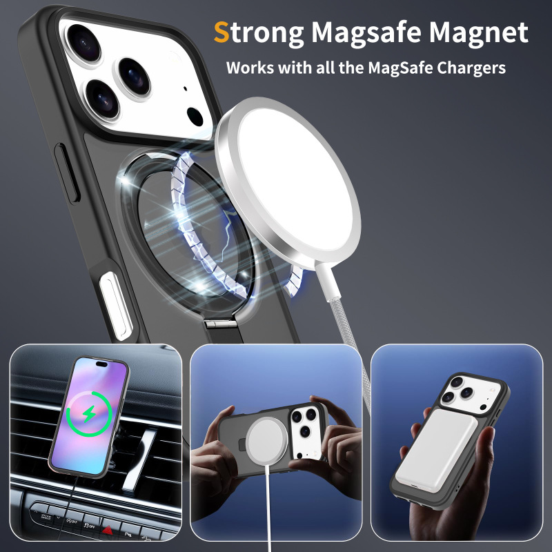 适用iPhone17Promax支架手机壳苹果16磁吸保护套 防摔15磨砂case|undefined