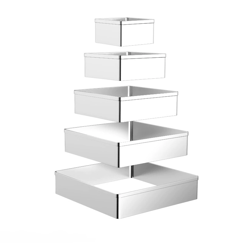 Square compact set stainless steel, mold, 5 pieces