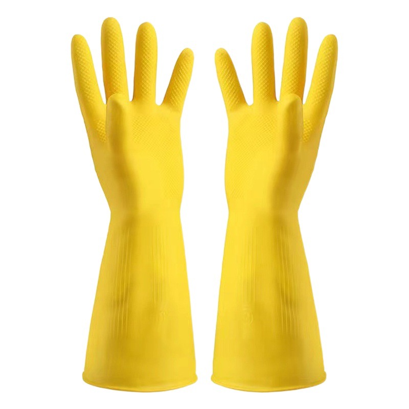 Al por mayor engrosada tendón de carne de vacuno para lavar platos guantes de goma impermeables duraderos para el hogar de hombres y mujeres guantes de goma resistentes al pecho