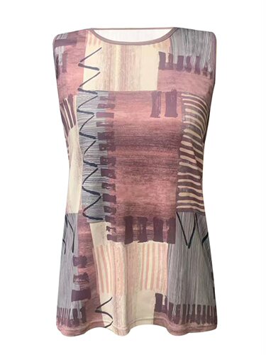 Color-blocked round-neck top, spring and summer casual sleeveless top