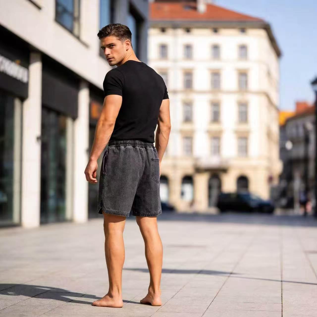 Men's Clothing Men's Retro Washed Denim Shorts Casual Loose Fit Five Point Breathable Summer Embroidered High Street Trendy Pants_viptrois.com