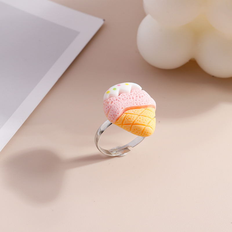 Children's Day Gift Ring Resin Cute Lollipop Donut Ice Cream Ring Jewelry display picture 3