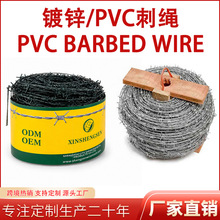 外贸镀锌单股刺绳带刺铁丝PVC涂层双股钢丝刺绳农场安全围网厂家