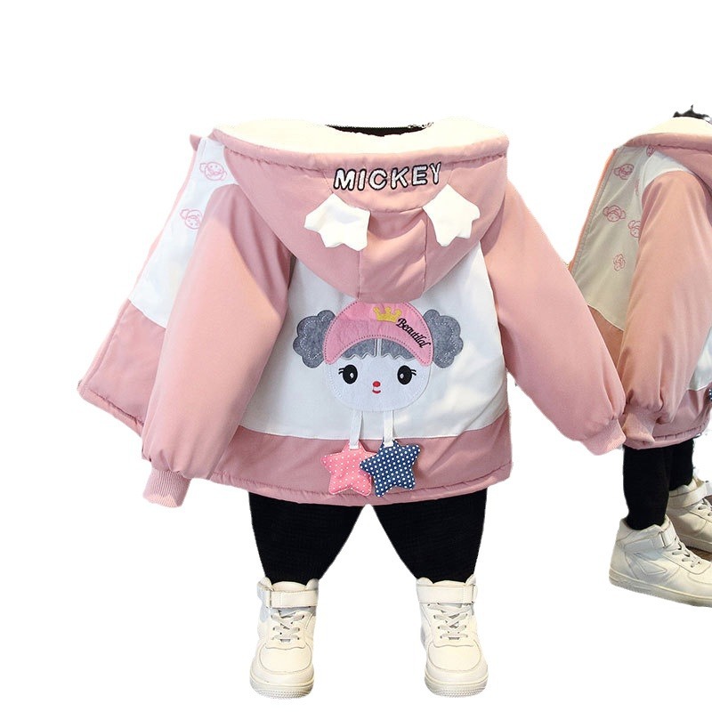 Ropa para niñas, abrigo grueso de otoño e invierno, nuevo estilo de invierno 2025, abrigo de algodón con forro polar para niñas medianas y grandes, estilo coreano moderno.