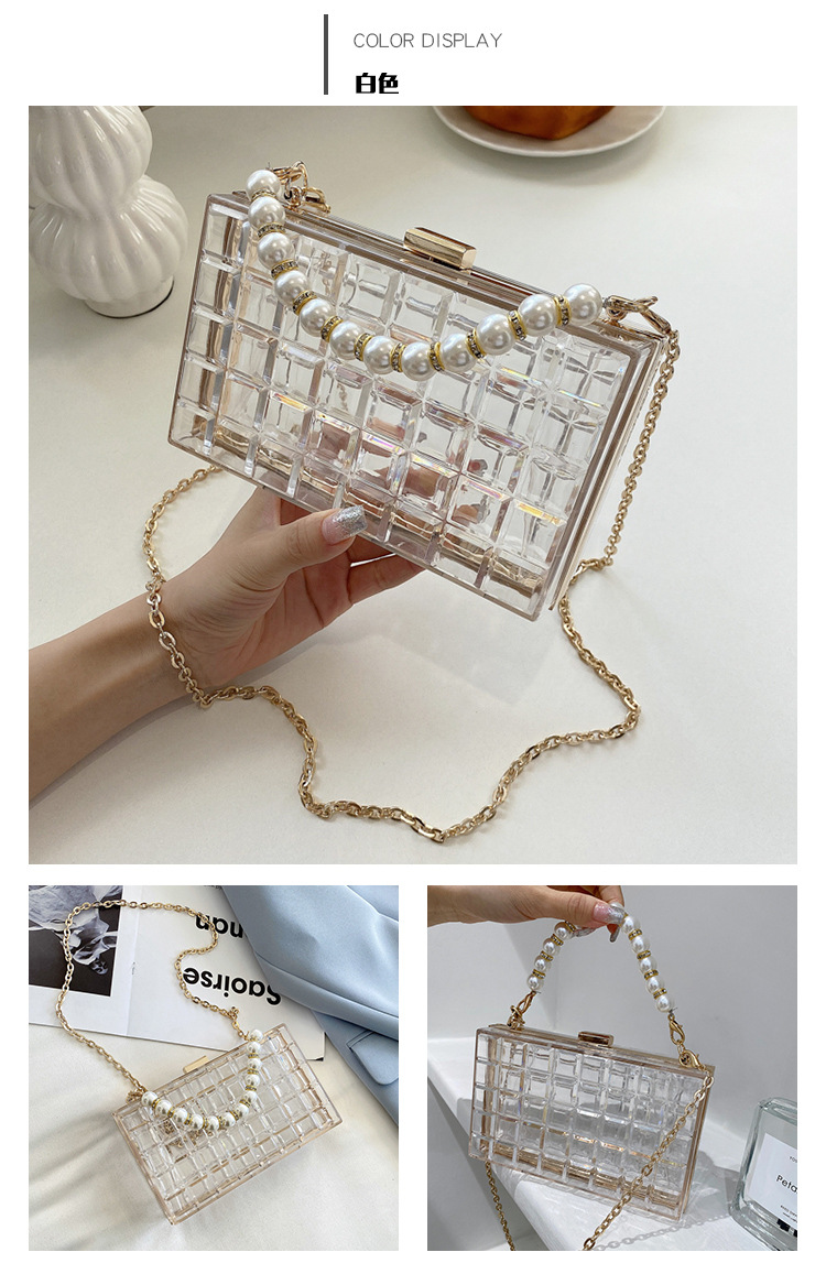 Fashion Solid Color Transparent Pearl Handle Messenger Bag display picture 18