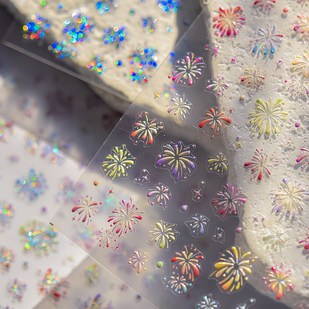 Artículo de uñas nuevo ambiente Fuegos artificiales brillante Fuegos artificiales 2025 Uña romántica en línea nuevo estilo de decoración de pegatinas de uñas