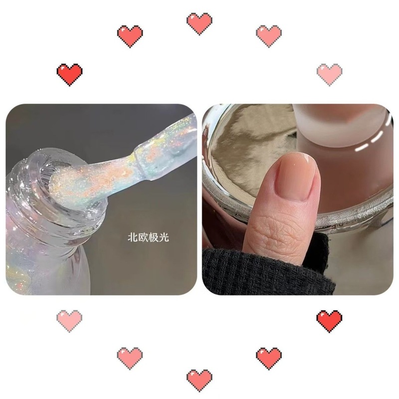 新款珠光白指甲油免烤不可撕持久不掉色快干显白亮片细闪美甲油|undefined