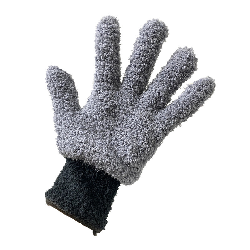 Amazon transfronteriza de dos colores de costura guantes de eliminación de polvo guantes de limpieza de microfibra limpieza del hogar guantes de pulido