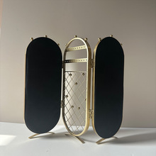 亿嘉高级感首饰架三联排铁艺珠宝展示架项链耳环手链收纳架带镜子