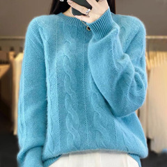 麻花編みセーター レディース 秋冬 2025年新作 ゆったり ラウンドネック ニットセーター プルオーバー 韓国風 ショート丈 インナー