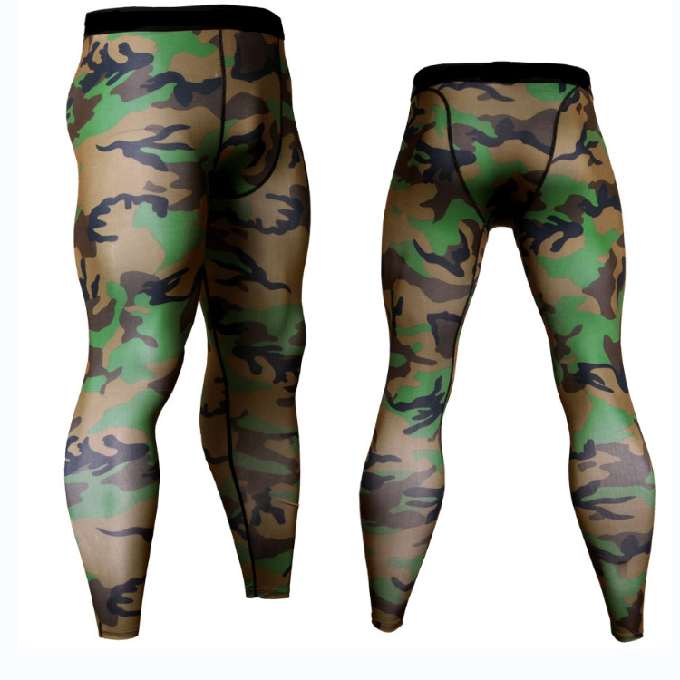 European and American style men's multi-color printed fitness running sports tight high elastic cropped sports pants XY931