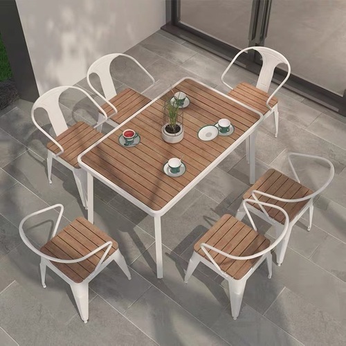 Outdoor table and chairs courtyard open-air plastic wood outdoor tables minimalist villa garden balcony leisure entrance table and chair set