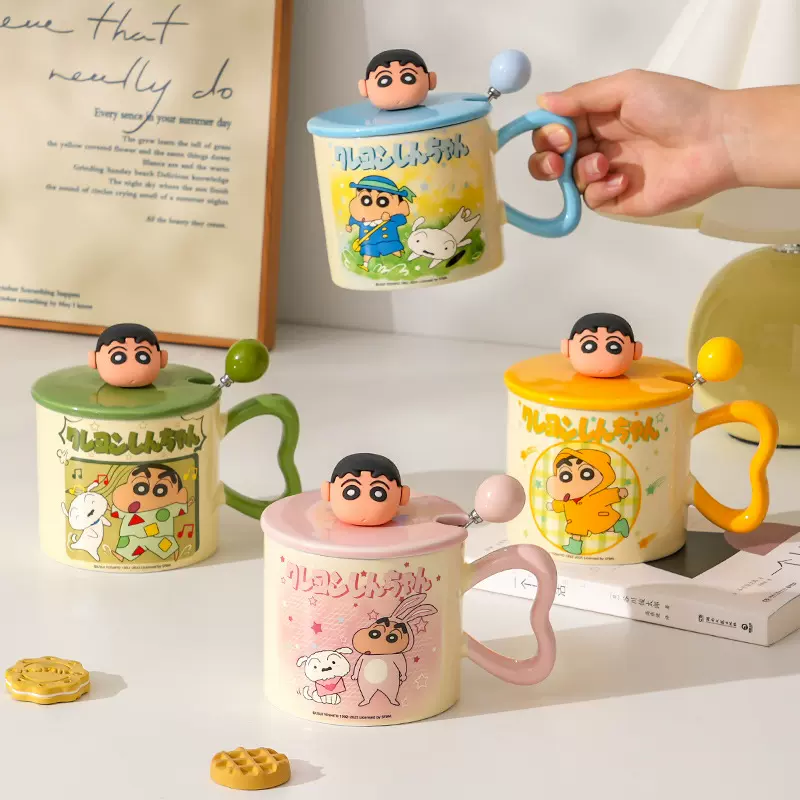 可爱蜡笔小新杯子女生高颜值陶瓷马克杯办公室咖啡牛奶杯生日礼物