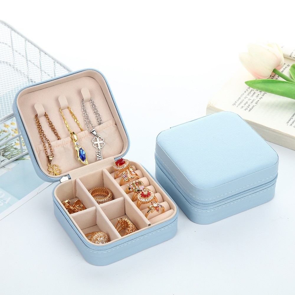 Joyería portátil transfronteriza caja de almacenamiento exquisita caja de joyería alta costura collar anillo caja de joyería de viaje