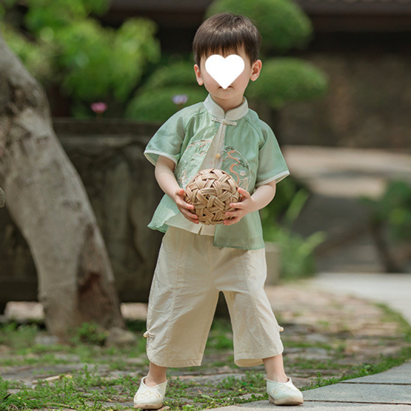男児漢服夏2025新作男の子中国風半袖古風時代劇|undefined