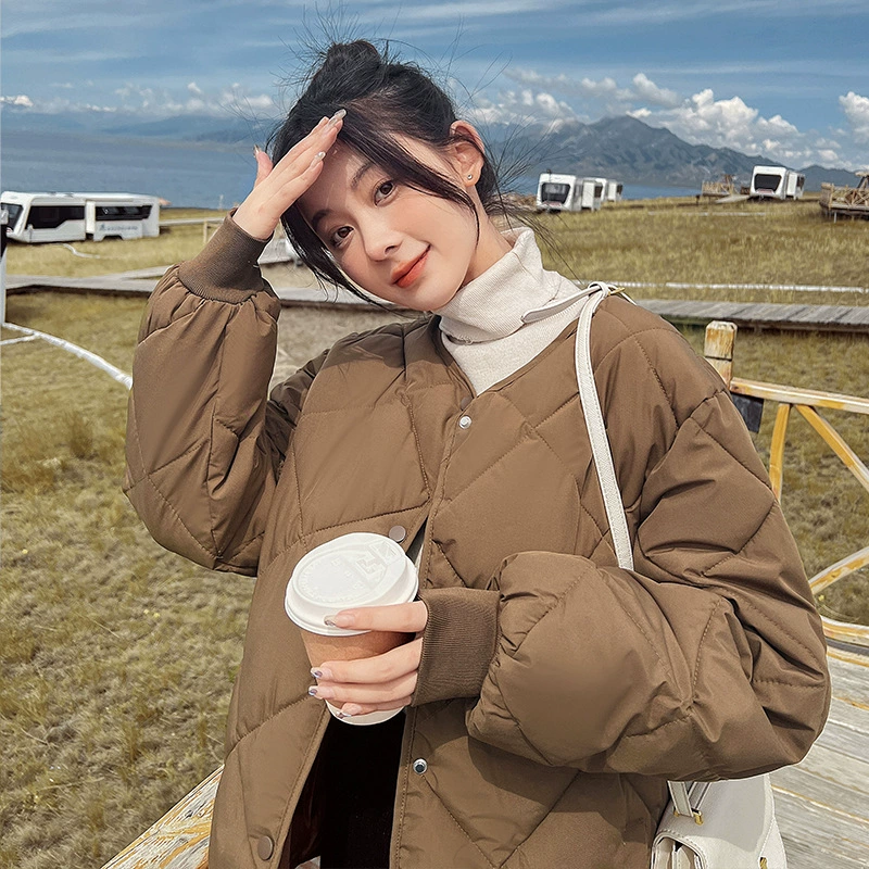 Внешняя торговля Южная Корея короткое пальто без воротника женское осенне-зимнее с легкой новой одеждой женское хлопковое пальто Женская мода