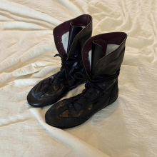 牛皮版~时髦旧做个性马丁靴女复古绑带平底休闲小众设计机车短靴