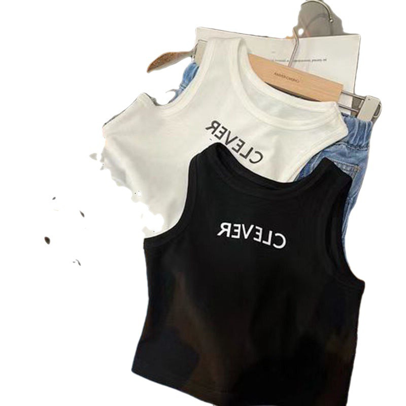 Verano niños y niñas chaleco camisola estilo occidental personalidad de los niños moda Comercio exterior ins letras desgaste interior desgaste exterior superior