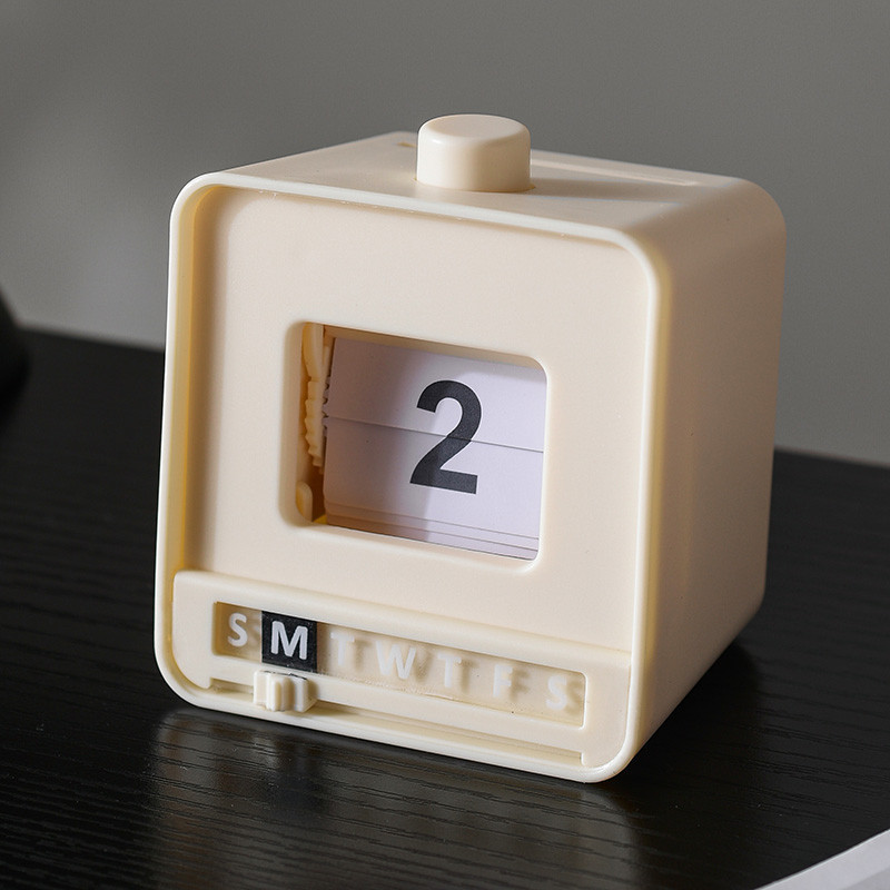 Mini press-type mechanical flip perpetual calendar, creative ins-style manual DIY office desk calendar, minimalist desktop ornament