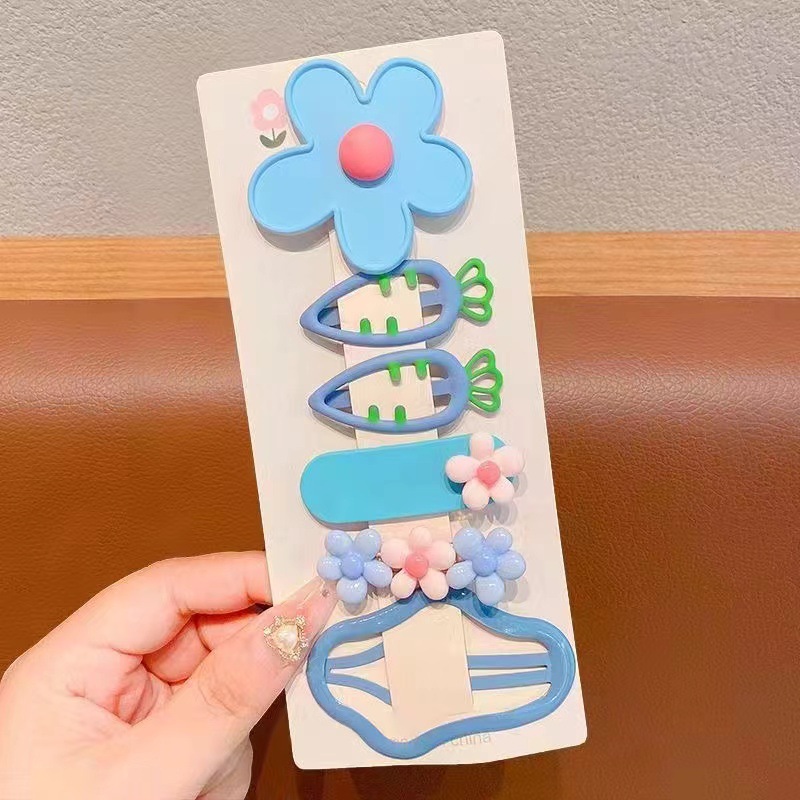 Nuevo conjunto de clipes de cabello para niños nubes lindas niñas flores cortas clipes de cabello de dopamina color BB clipes para el cabello