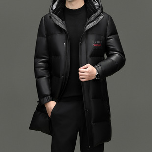 Winter Top Sheepskin White Duck Down Mid-length Down Jacket Men's Genuine Leather Coat Cold-proof Thickened Long Bread Suit for Men
