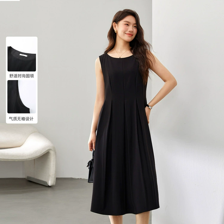 [Французский темперамент элегантное черное платье без рукавов в стиле Хепберн]