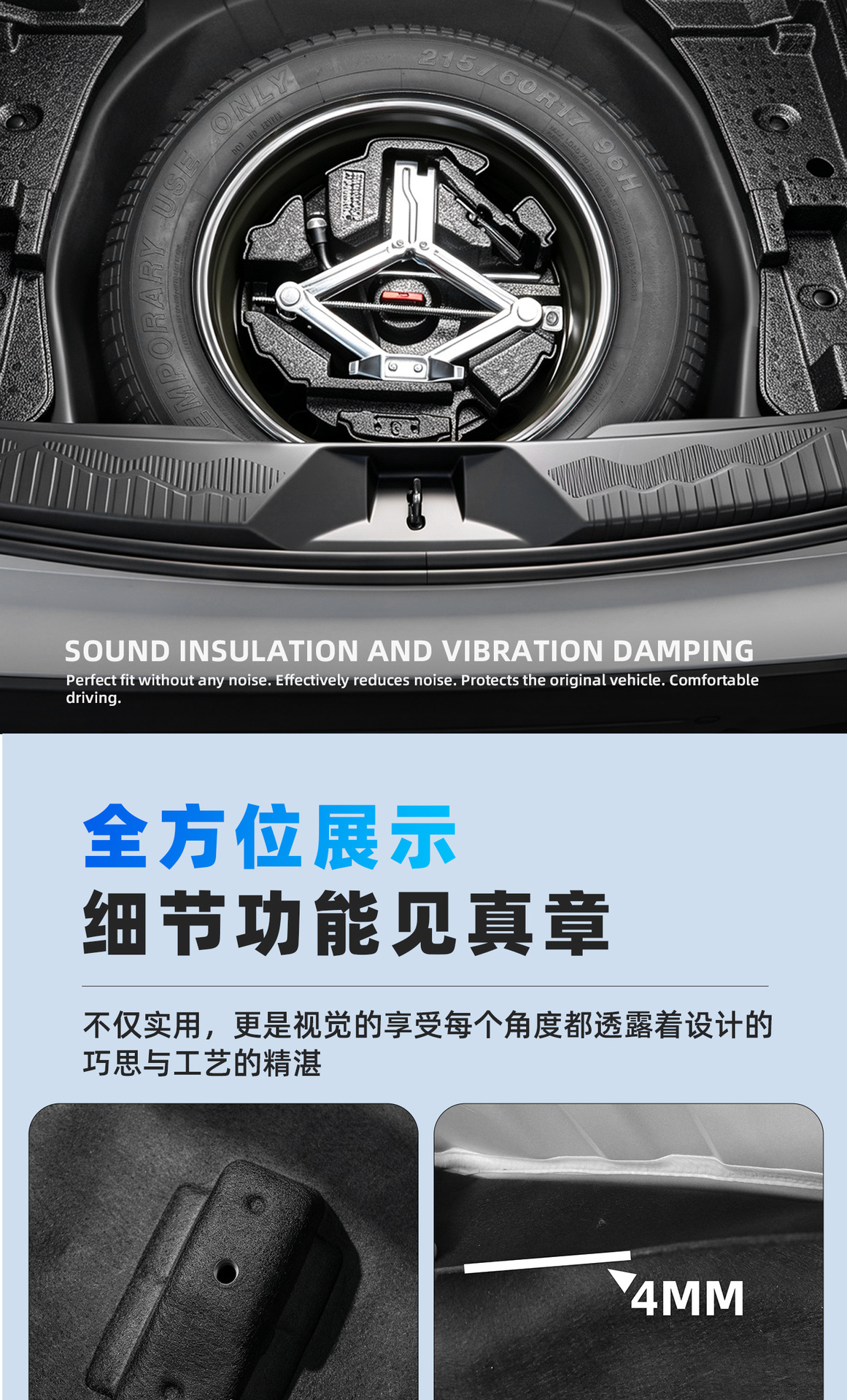 Suitable for Subaru Forester trunk spare tire soundproofing cotton, sixth-generation Forester trunk soundproofing, car interior accessories