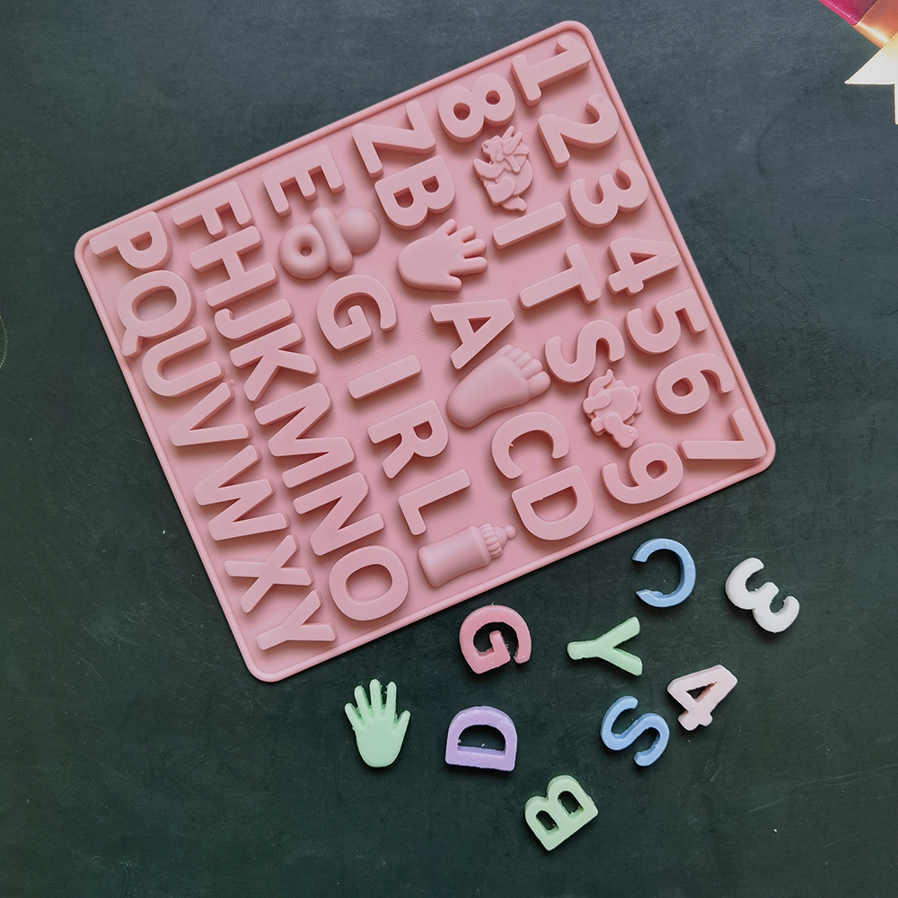 Niña chocolate alfanumérico 1 molde de silicona pastel helado pudín molde de postre jabón utensilios de cocción
