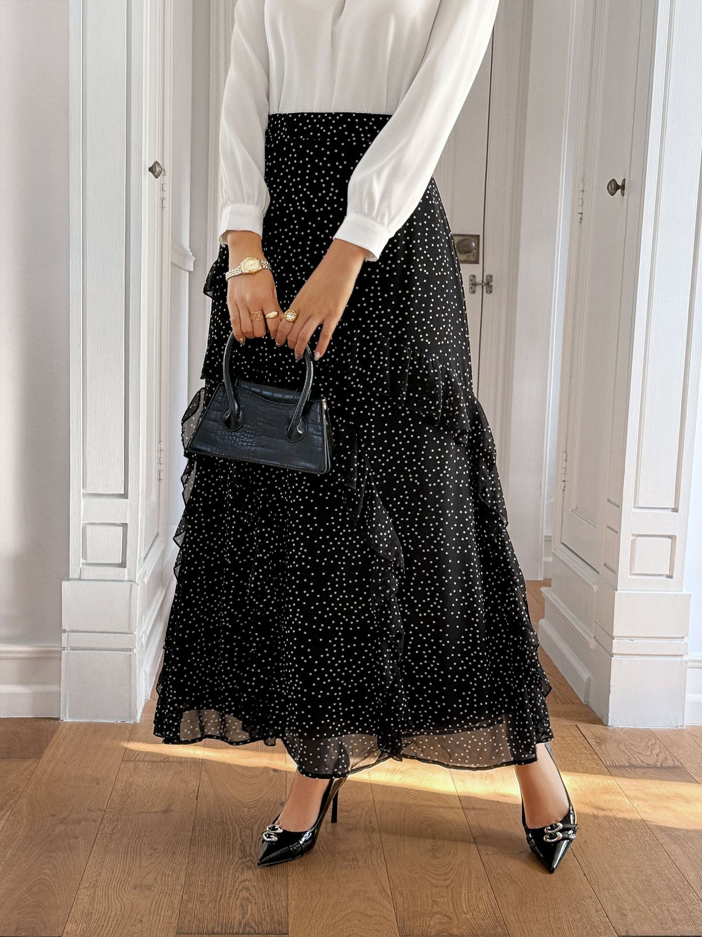 Women's Clothing Elegant Lace Trimmed Bodycon Maxi Skirt For Women Half-Length Autumn/Winter Fashion_ecoleips.com