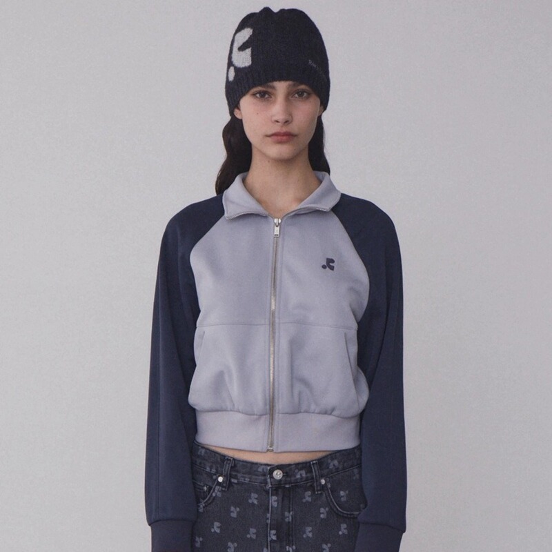 Korean Clothing Restandrecreation Color-Blocked Embroidered Short Sports Casual Zipper Sweatshirt Women's Jacket