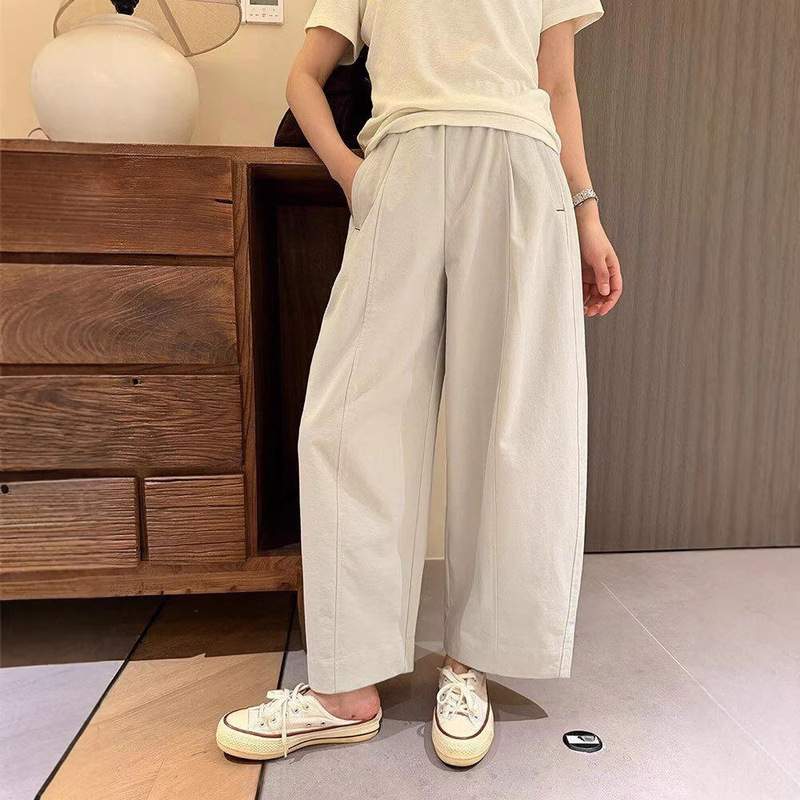 Triangle Logo~ It's Comfortable to Wear! Elastic High-Waisted Wide-Leg Pants, Loose Fit, Slimming Cocoon-Style Casual Pants Triangle Logo~ It's Comfortable to Wear! Elastic High-Waisted Wide-Leg Pants, Loose Fit, Slimming Cocoon-Style Casual Pants