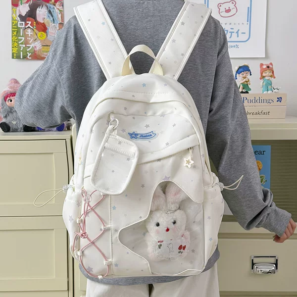 Korean-Style Ins-Style Star-Patterned Backpack for Women, Niche Design, Large Capacity, Suitable for Middle School Students, Versatile Backpack