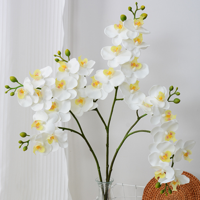 仿真花8頭12頭3D蝴蝶蘭婚慶家居裝飾仿真花假花 酒店擺放婚慶插花