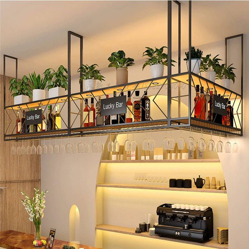 Барная столешница Винная стойка Вешалка Подвесной светильник для шкафа Роскошный бар Подвесной винный шкаф Винная стойка Стеллаж для хранения Перевернутый Кубок