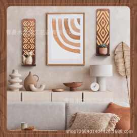 木制波西米亚风格花瓶干花架客厅背景墙仿真植物花盆装饰架