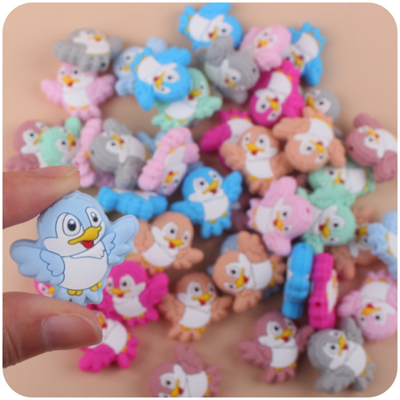 Bebé suministros de dibujos animados animal silicona pájaro mordedor creativo DIY bebé molar pezón anti-caída cadena Accesorios