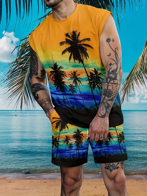 Men's Vest Set Skin Friendly Cool Summer Not Stuffy Or Sweaty Clothing_viptrois.com
