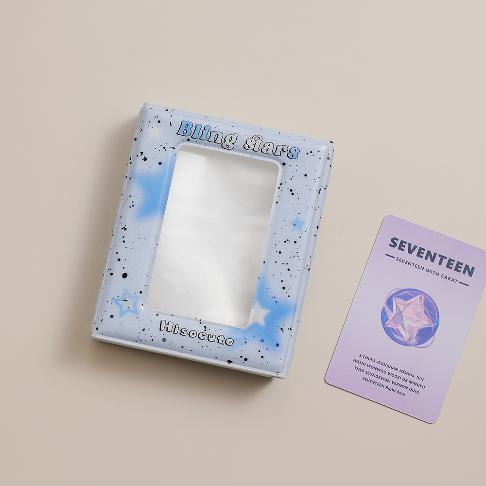 Libro de tarjeta de tres pulgadas de niña libro de almacenamiento persiguiendo estrellas Álbum de bienvenida de tinta de salpicadura de sobres Hisocute