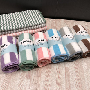 Coral Fleece Adult Absorbent Large Towel Cationic Wide Stripe Warp Knitted Thickened Absorbent Bath Towel Set Beach Gifts