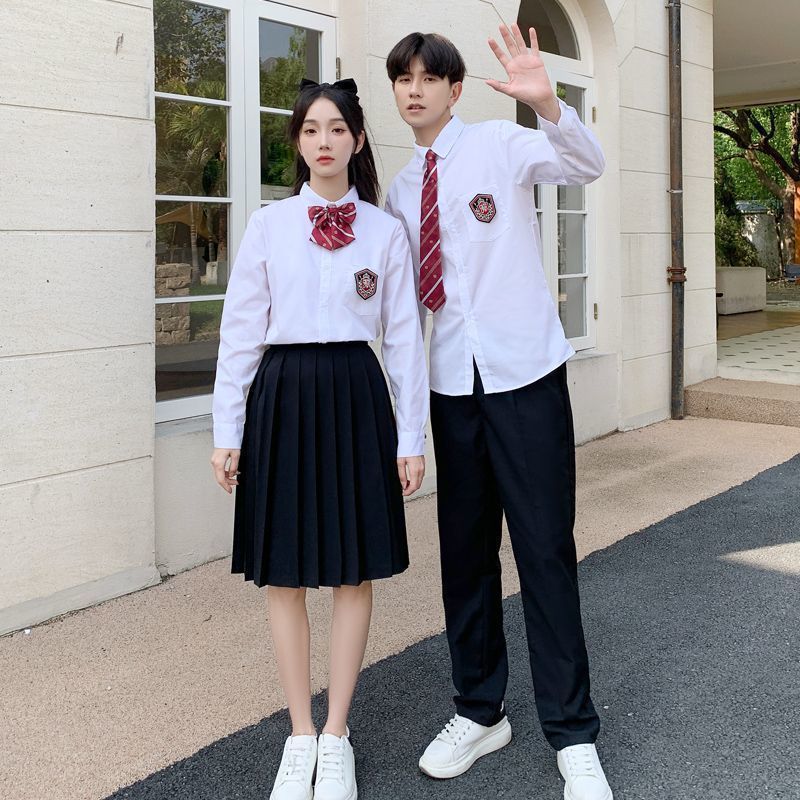 Junior High School Class Clothes suit British College Style School Uniform Middle School Student Shirt Pleated Skirt Chorus Recitation Performance Clothes Spring