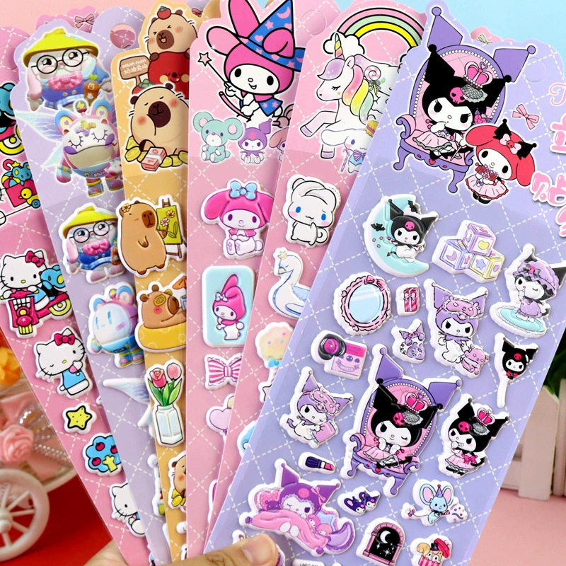 Новая Санрио Мерло Куломи нефритовая собака пудинг собака Капибара детская мультипликационная мягкая пузырьковая наклейка