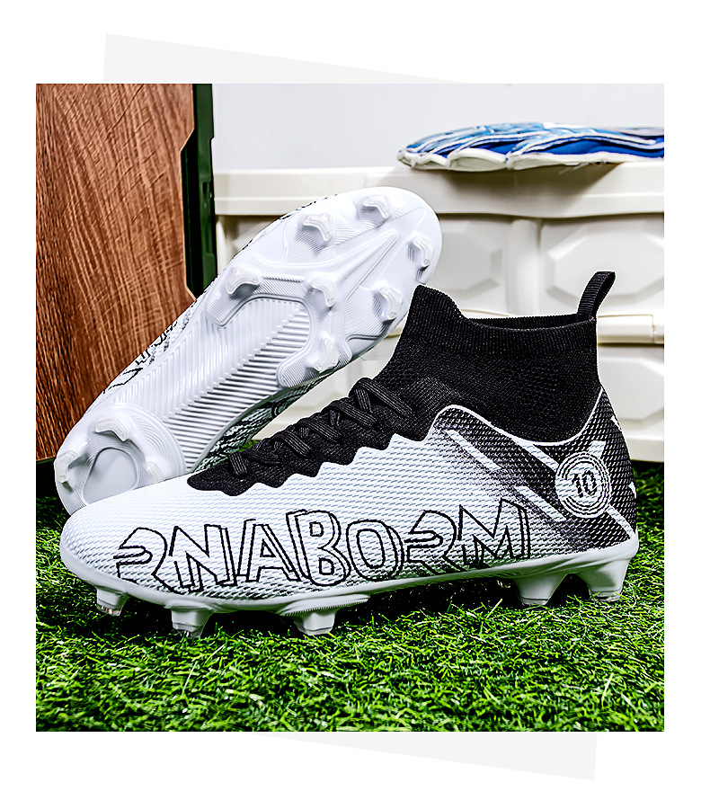 Autumn New High Top Long Men's and Women's Gold School Professional Training Broken Nail Football Shoes_voghion.com