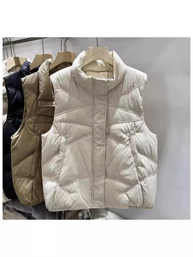 2025 新しいダウンコットンベスト女性のショート多用途アウターファッショナブルなベストチョッキスタンドカラーコットンベストジャケット