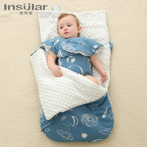 Yinxiuli autumn and winter thickened baby pure cotton anti-jump sleeping bag baby anti-kicking quilt baby beanie blanket sleeping bag