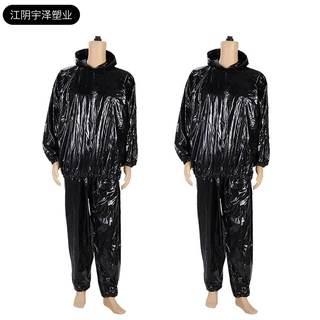 厂家供应黑色短拉链带帽桑拿服出汗服防水柔软PVC sauna suit